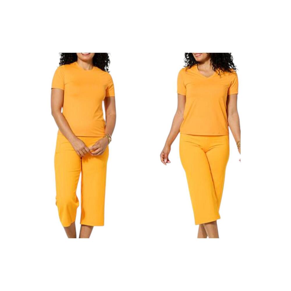 Joy Collection Women's Two Performance Tees w/ Headband Tangerine - Regular